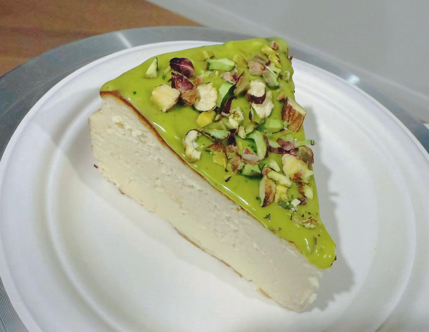 Basque Pistachio Cheesecake Slice