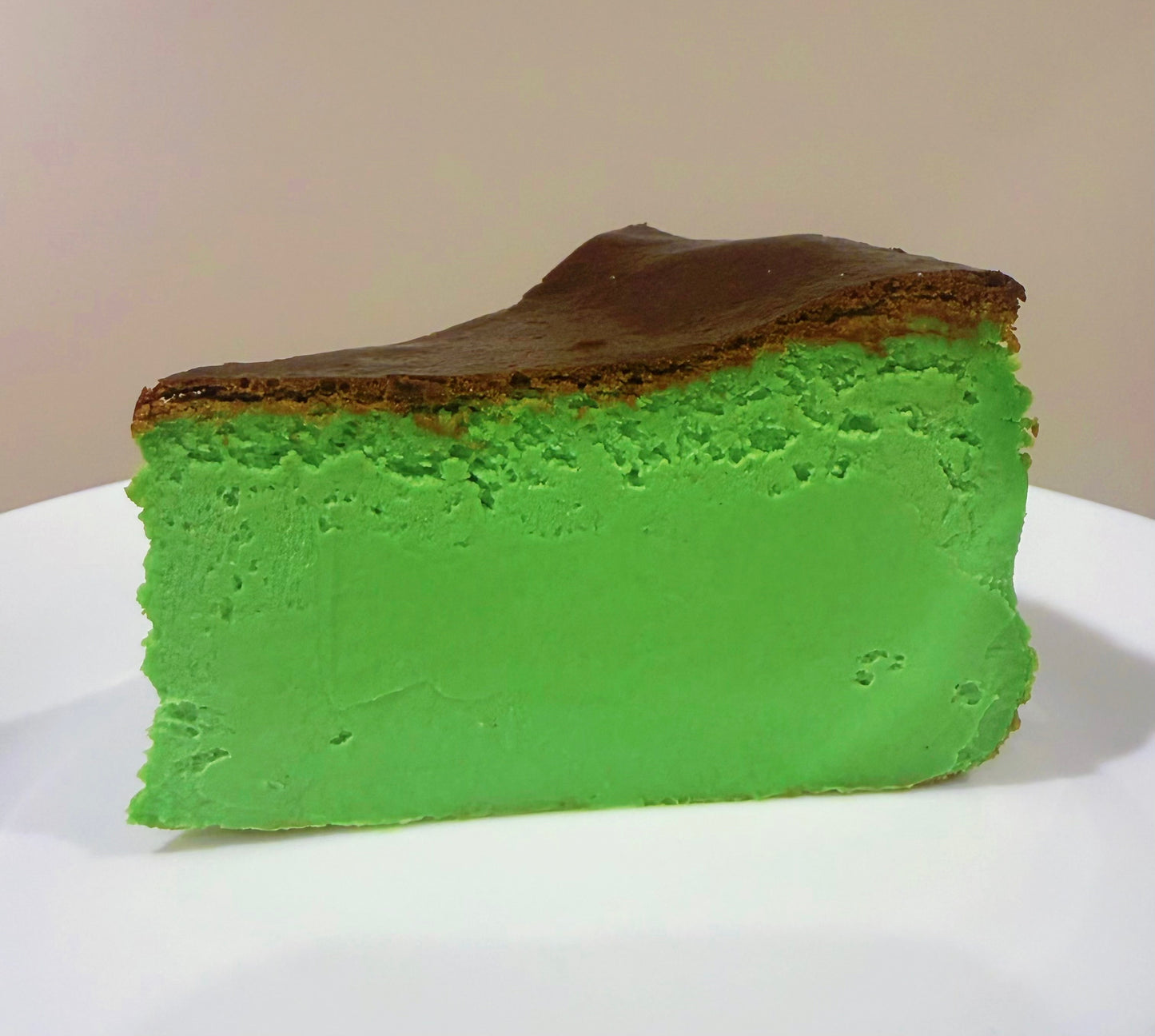 Japanese Matcha Basque Cheesecake Slice