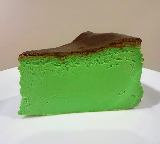 Japanese Matcha Basque Cheesecake Slice