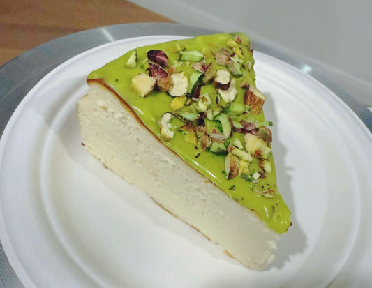 Basque Pistachio Cheesecake Slice